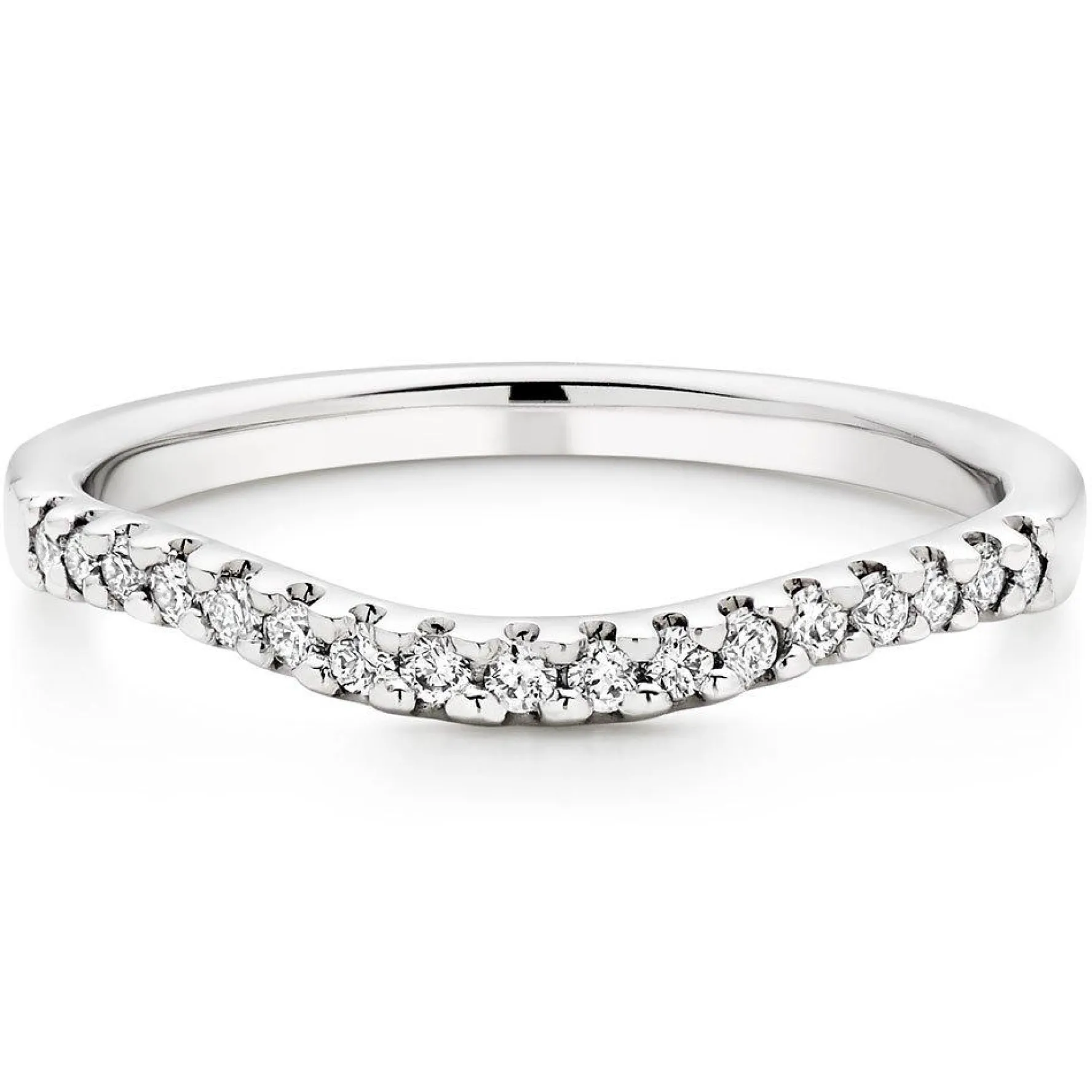 Beaverbrooks 18ct White Gold Diamond 2mm Shaped Wedding Ring