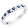 Beaverbrooks 18ct White Gold Diamond Sapphire Princess Cut Half Eternity Ring