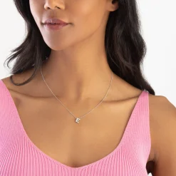 Beaverbrooks 9ct White Gold Diamond Initial E Pendant