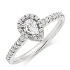 Beaverbrooks 18ct White Gold Diamond Pear Shaped Halo Engagement Ring