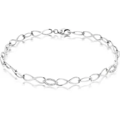 Beaverbrooks 9ct White Gold Diamond Infinity Bracelet