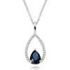 Beaverbrooks 9ct White Gold Diamond Sapphire Pendant