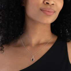Beaverbrooks 9ct White Gold Diamond Sapphire Pendant