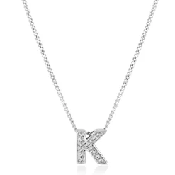 Beaverbrooks 9ct White Gold Diamond Initial K Pendant