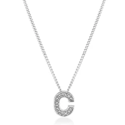 Beaverbrooks 9ct White Gold Diamond Initial C Pendant