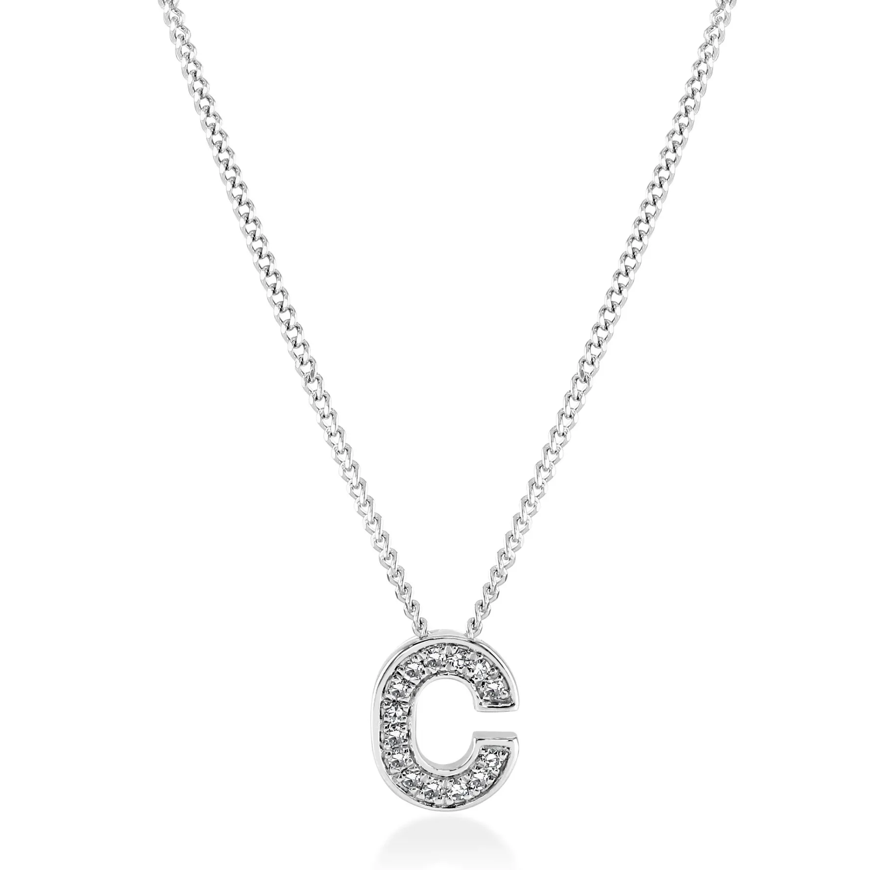 Beaverbrooks 9ct White Gold Diamond Initial C Pendant