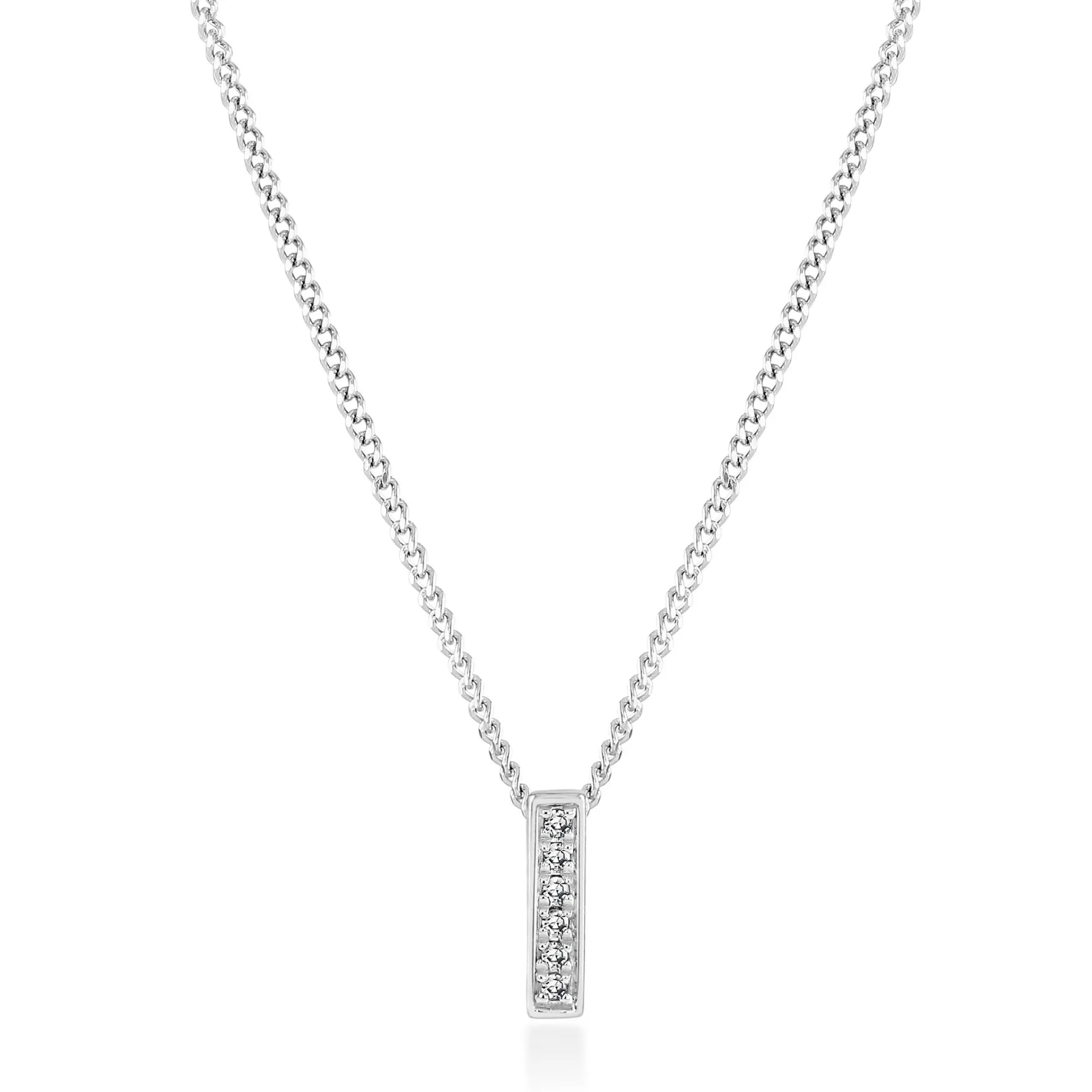 Beaverbrooks 9ct White Gold Diamond Initial I Pendant