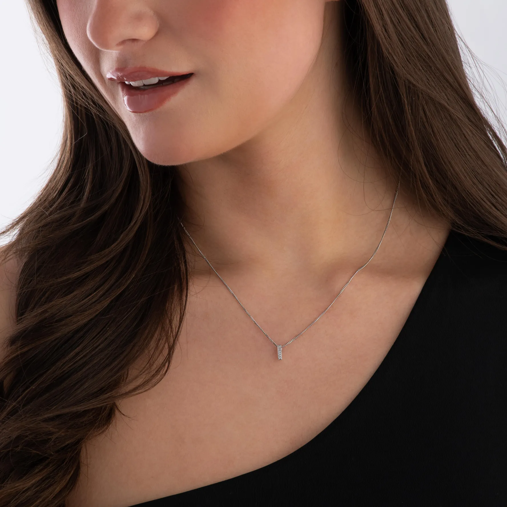 Beaverbrooks 9ct White Gold Diamond Initial I Pendant