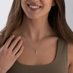 Beaverbrooks 9ct White Gold Diamond Cross Pendant