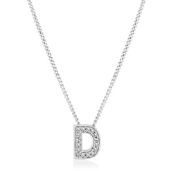 Beaverbrooks 9ct White Gold Diamond Initial D Pendant