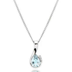 Beaverbrooks 9ct White Gold Diamond Aquamarine Pendant