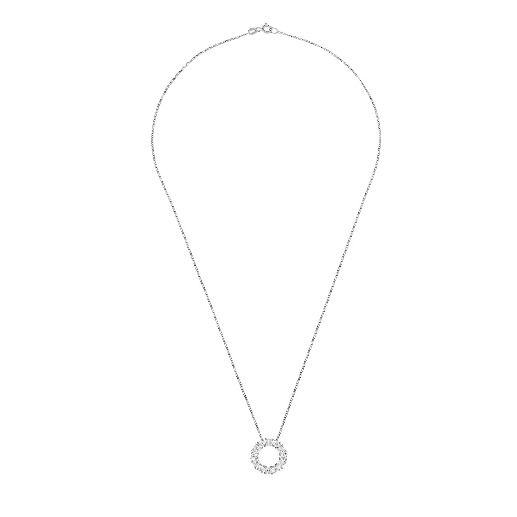 Beaverbrooks 9ct White Gold Cubic Zirconia Circle Pendant