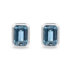 Beaverbrooks 9ct White Gold Blue Topaz Stud Earrings