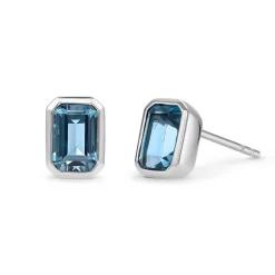 Beaverbrooks 9ct White Gold Blue Topaz Stud Earrings