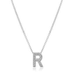 Beaverbrooks 9ct White Gold Diamond Initial R Pendant