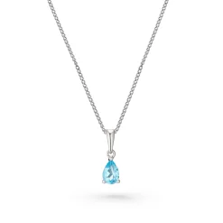 Beaverbrooks 9ct White Gold Blue Topaz Pendant