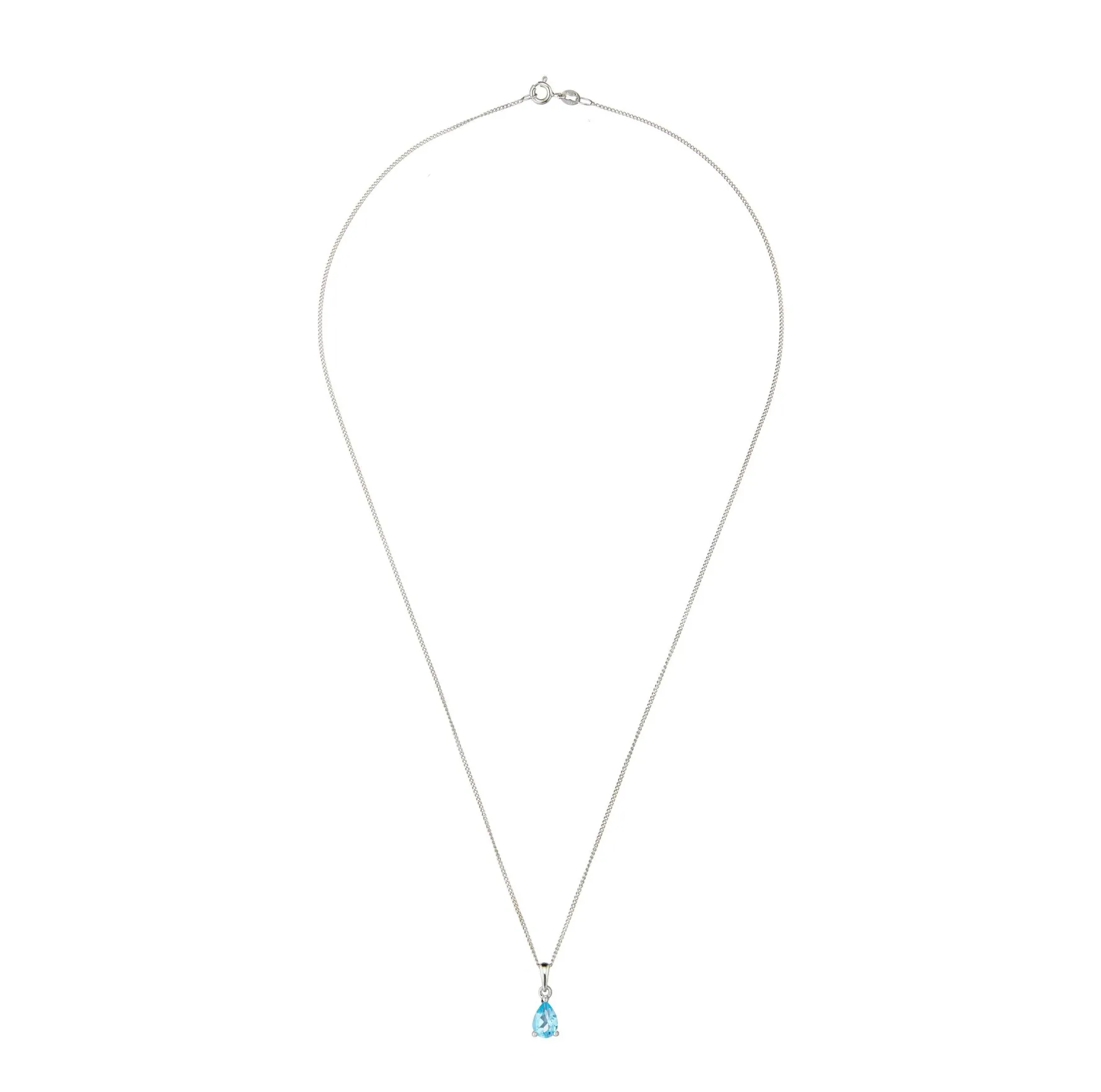 Beaverbrooks 9ct White Gold Blue Topaz Pendant