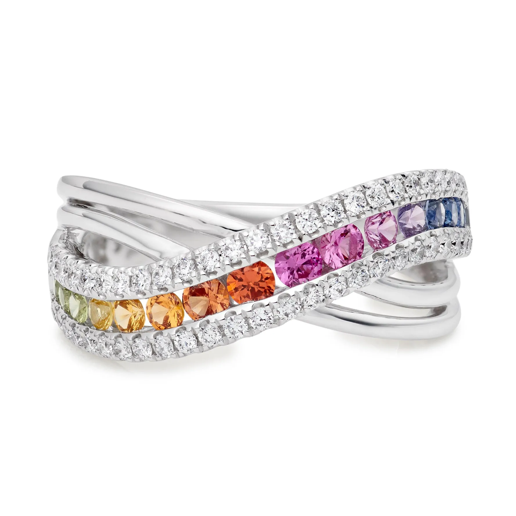 Beaverbrooks 18ct White Gold Diamond Sapphire Rainbow Ring