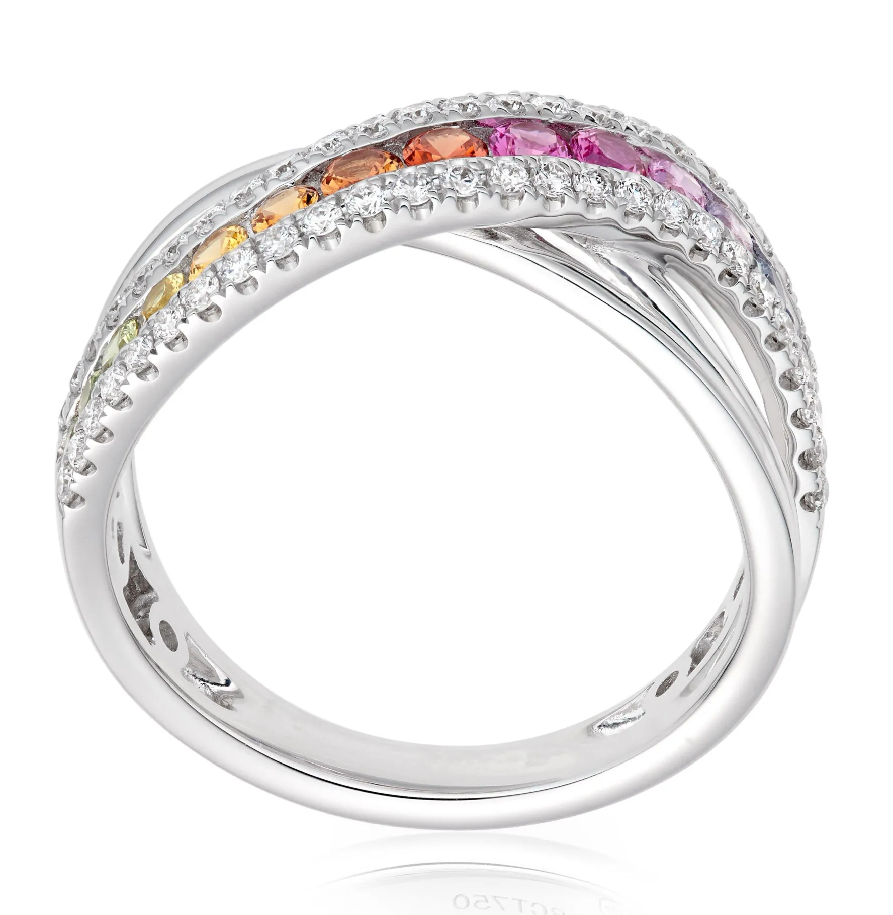 Beaverbrooks 18ct White Gold Diamond Sapphire Rainbow Ring