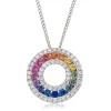 Beaverbrooks 18ct White Gold Diamond Sapphire Rainbow Pendant