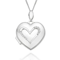 Beaverbrooks 9ct White Gold Diamond Heart Locket