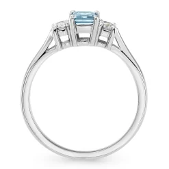 Beaverbrooks 18ct White Gold Diamond Aquamarine Three Stone Ring