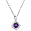 Beaverbrooks 9ct White Gold Diamond Amethyst Pendant