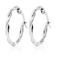 Beaverbrooks 9ct White Gold Twist Hoop Earrings
