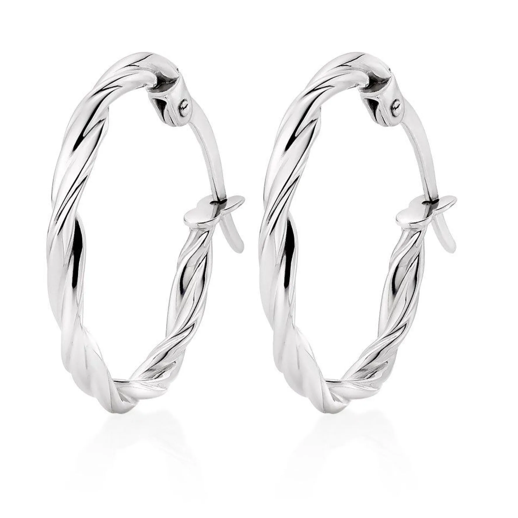 Beaverbrooks 9ct White Gold Twist Hoop Earrings