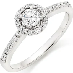 Beaverbrooks 18ct White Gold Diamond Halo Ring