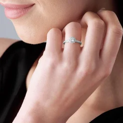Beaverbrooks 18ct White Gold Diamond Halo Ring