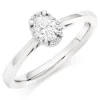 Beaverbrooks 18ct White Gold Diamond Oval Cut Halo Ring