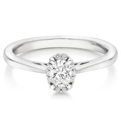 Beaverbrooks 18ct White Gold Diamond Oval Cut Halo Ring
