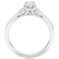 Beaverbrooks 18ct White Gold Diamond Oval Cut Halo Ring