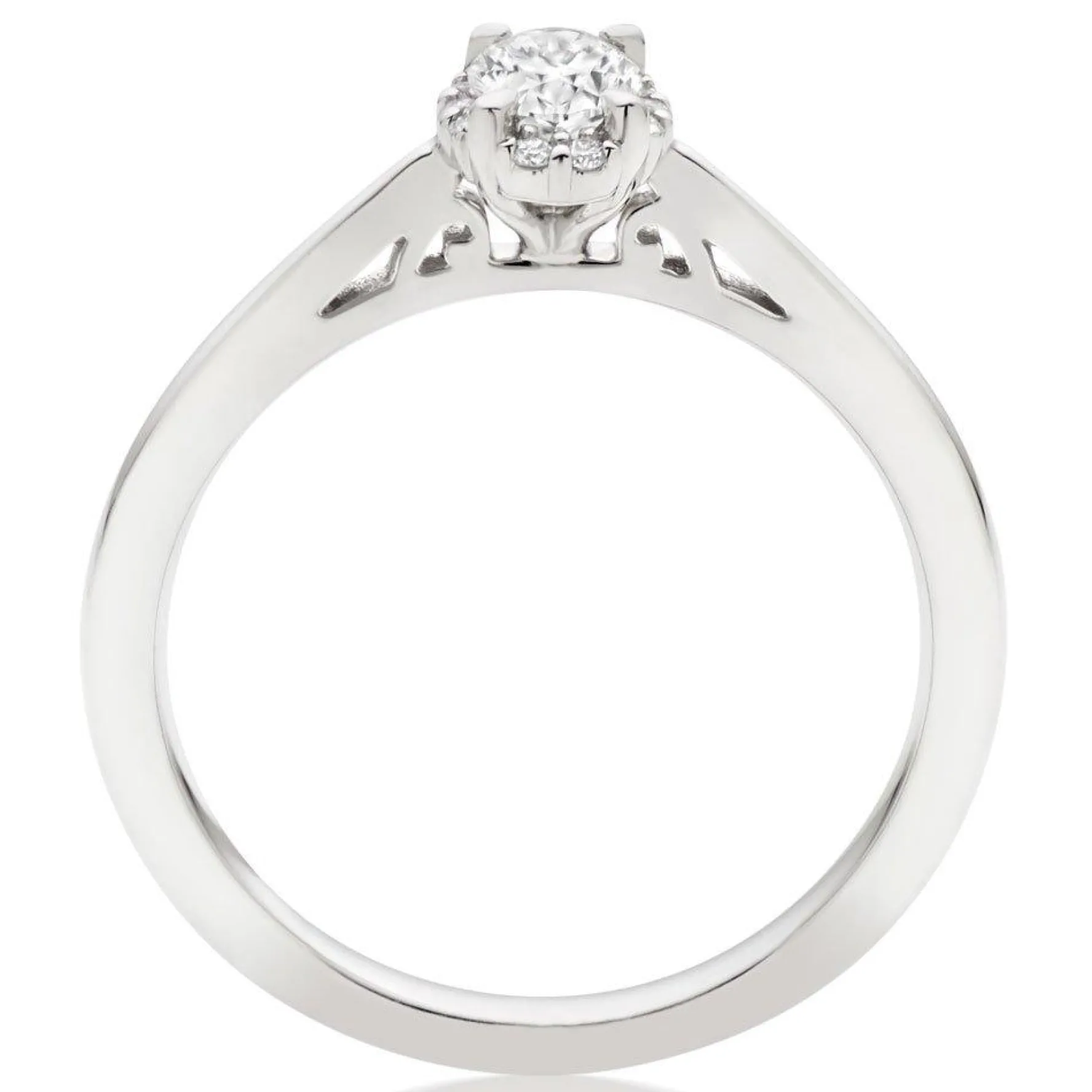 Beaverbrooks 18ct White Gold Diamond Oval Cut Halo Ring