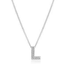 Beaverbrooks 9ct White Gold Diamond Initial L Pendant