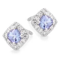 Beaverbrooks 9ct White Gold Diamond Tanzanite Stud Earrings