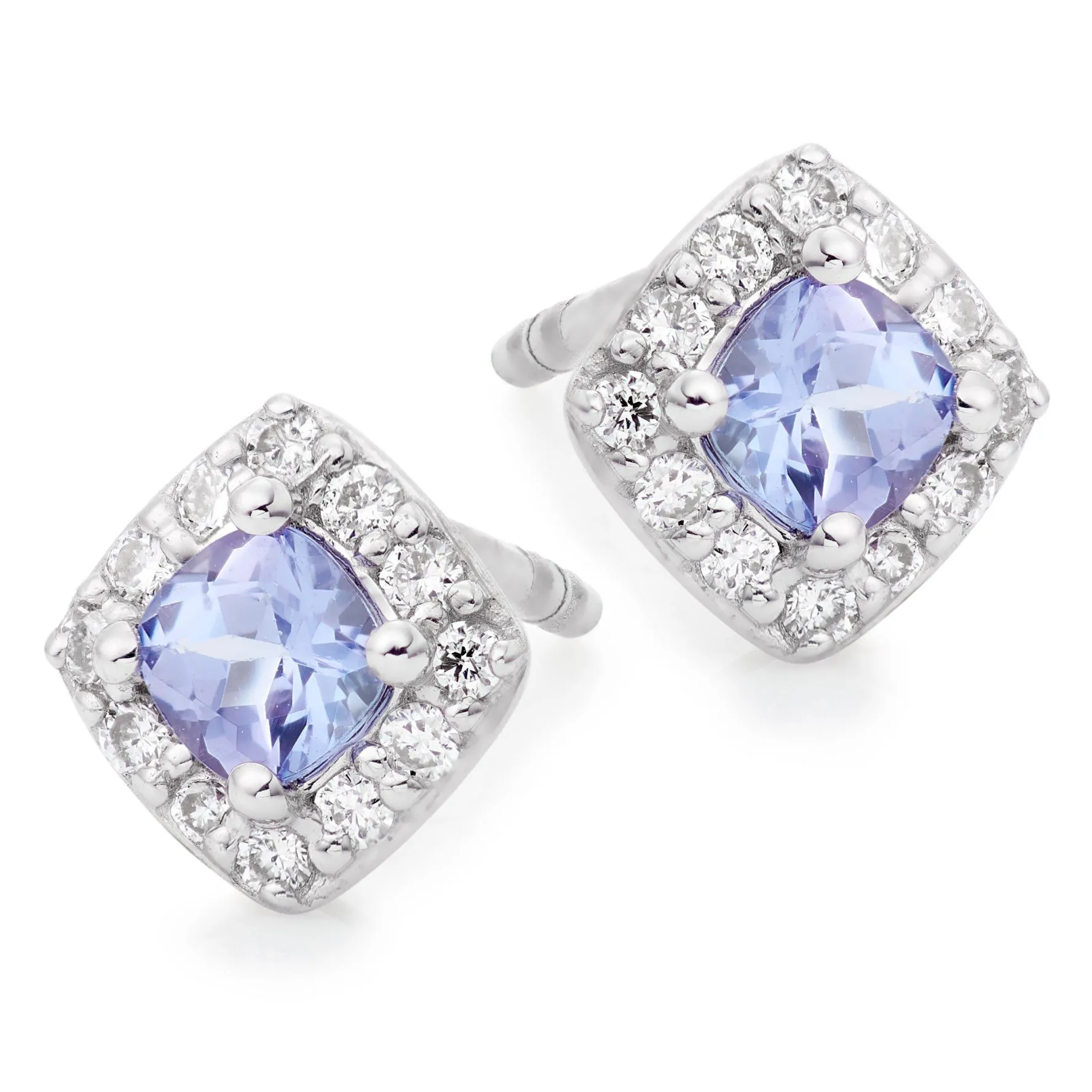 Beaverbrooks 9ct White Gold Diamond Tanzanite Stud Earrings