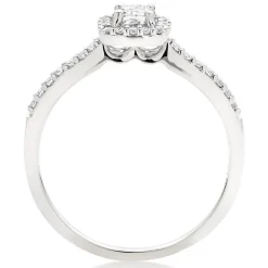 Beaverbrooks 18ct White Gold Diamond Cushion Cut Halo Ring