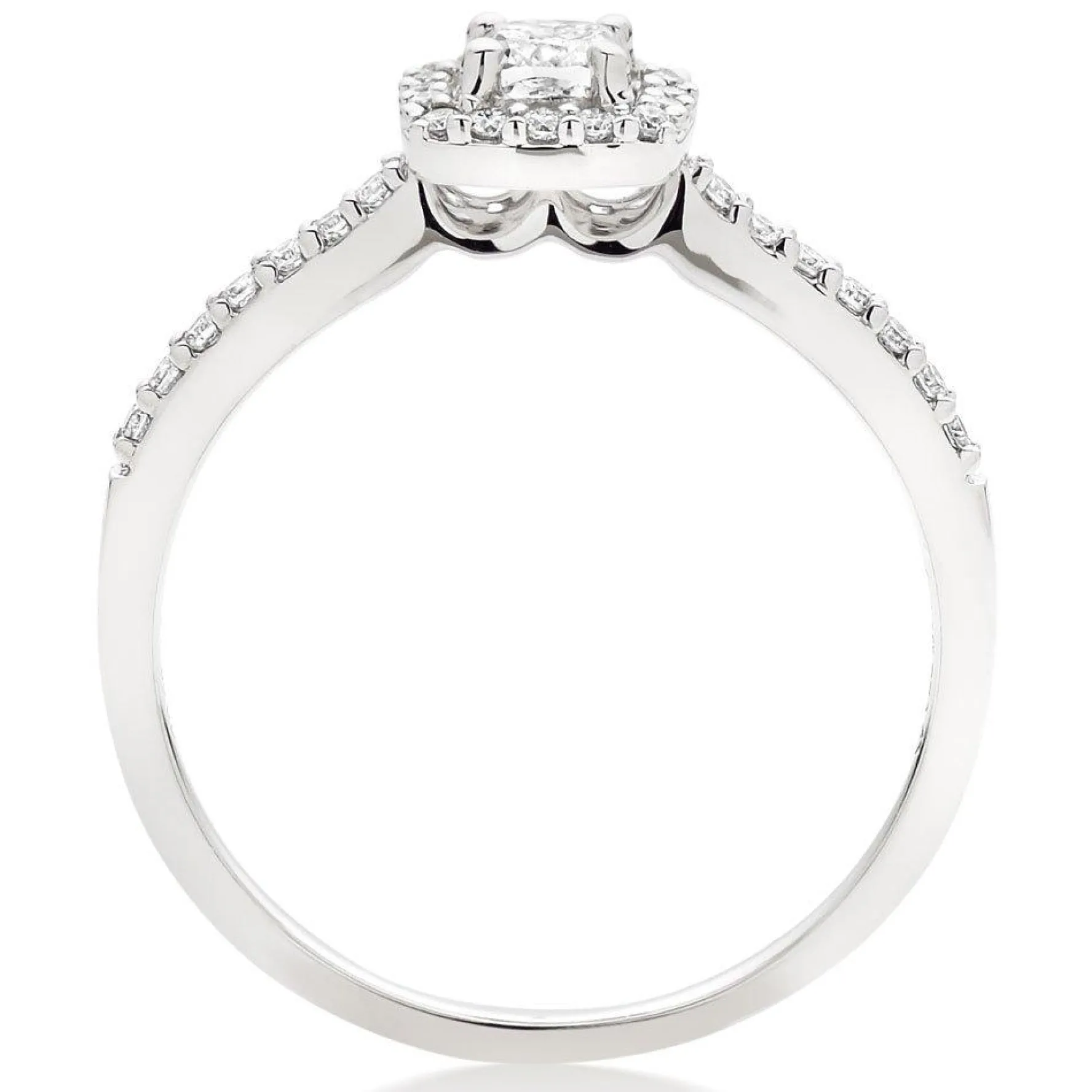 Beaverbrooks 18ct White Gold Diamond Cushion Cut Halo Ring