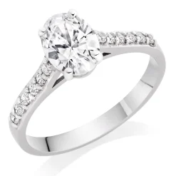 Beaverbrooks 9ct White Gold Oval Cut Cubic Zirconia Solitaire Ring