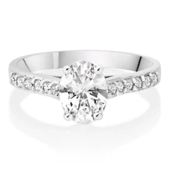 Beaverbrooks 9ct White Gold Oval Cut Cubic Zirconia Solitaire Ring