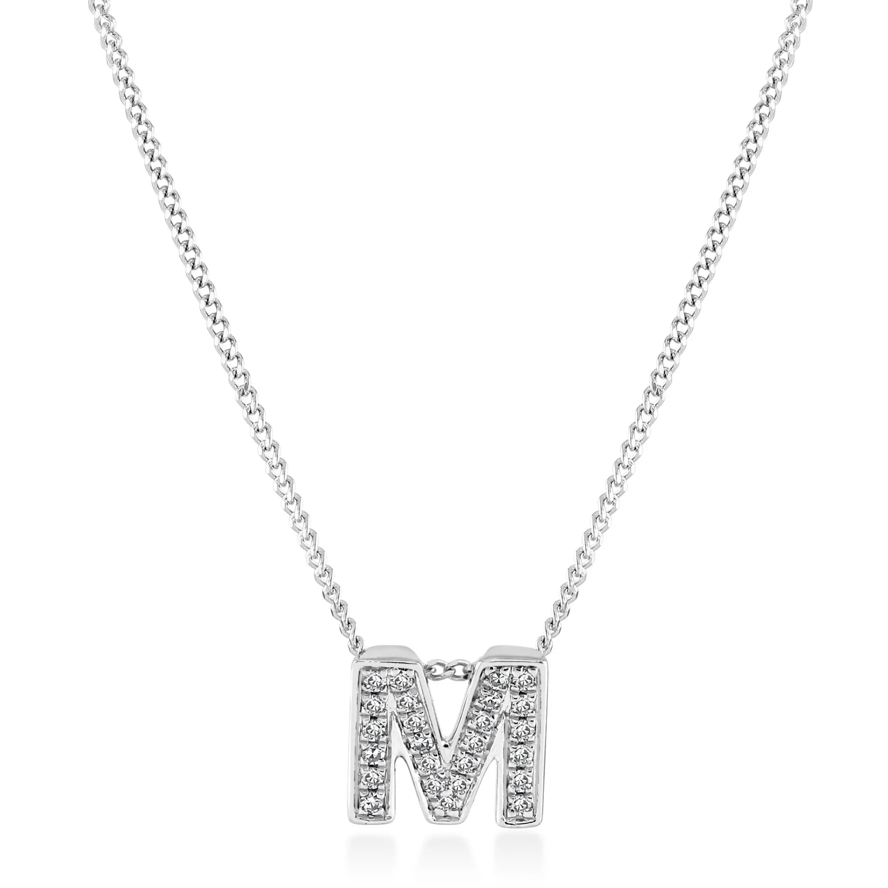 Beaverbrooks 9ct White Gold Diamond Initial M Pendant