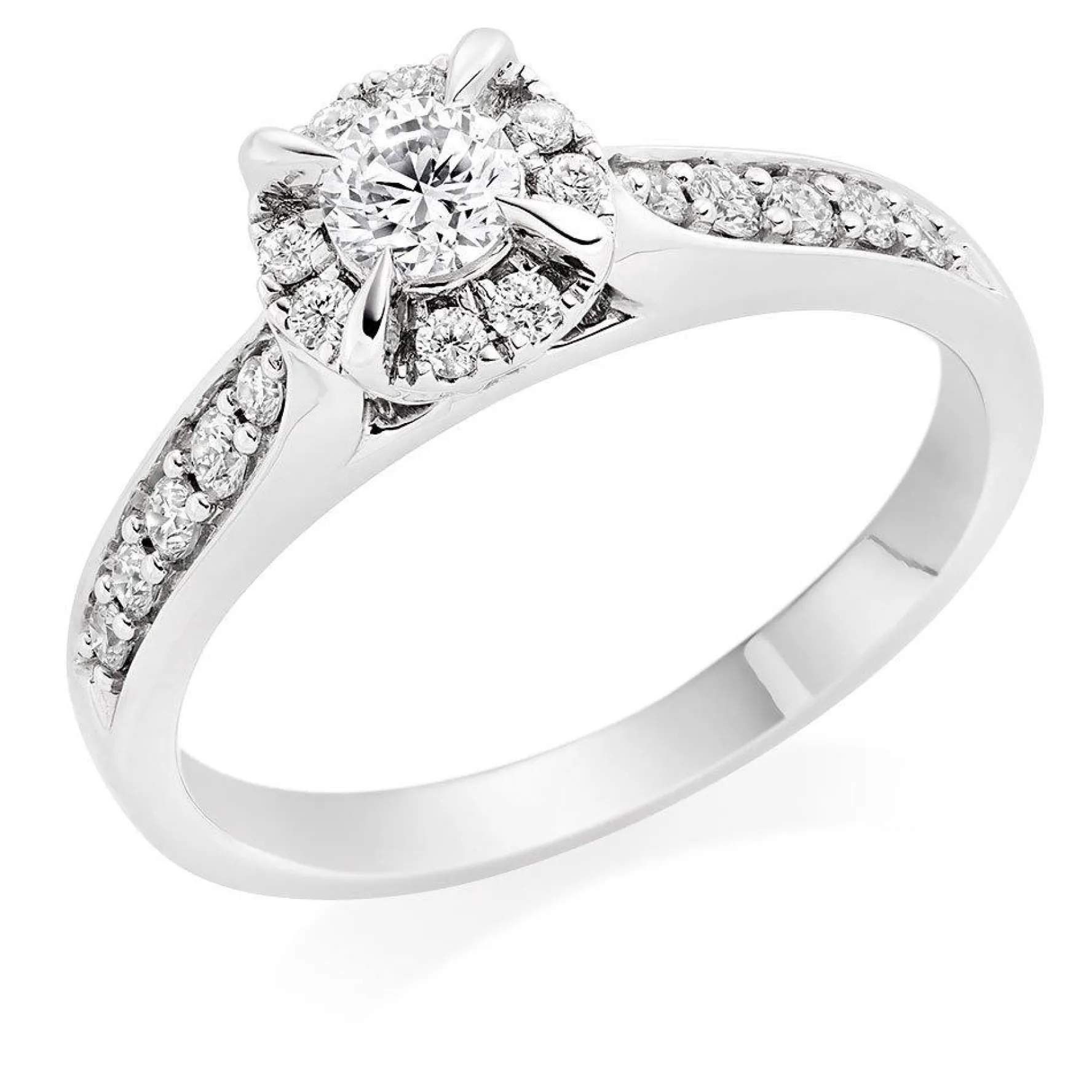 Beaverbrooks 9ct White Gold Diamond Halo Ring
