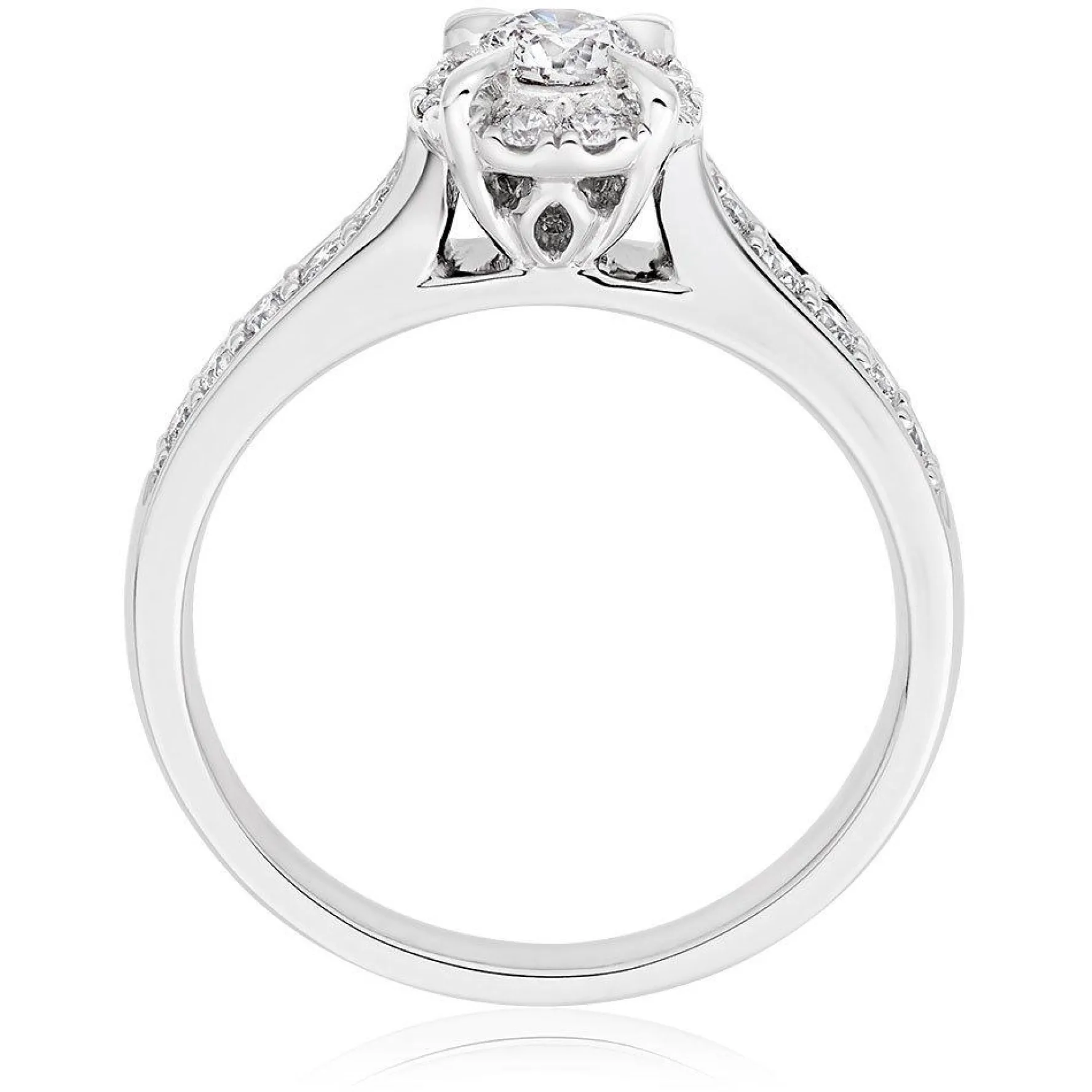 Beaverbrooks 9ct White Gold Diamond Halo Ring