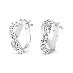 Beaverbrooks 9ct White Gold Crystal Hoop Earrings