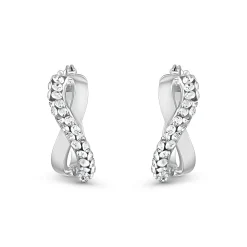 Beaverbrooks 9ct White Gold Crystal Hoop Earrings