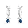 Beaverbrooks 9ct White Gold Diamond Sapphire Drop Earrings