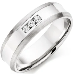 Beaverbrooks 9ct White Gold Diamond 6mm Men's Wedding Ring