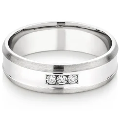 Beaverbrooks 9ct White Gold Diamond 6mm Men's Wedding Ring